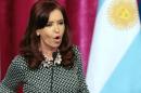 Argentinian President Cristina Kirchner speaks during a press conference in Paris on March 19, 2014