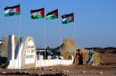 A picture taken on February 28, 2011 in the Western Sahara village of Tifariti shows Saharawis flags blowing in the wind