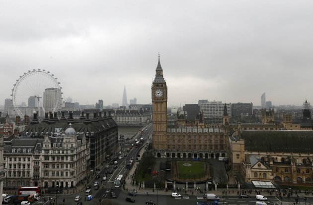 The Houses of Parliament and the London Eye are seen in central London