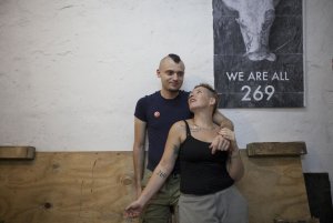 Israeli activists Sasha Boojor and Tal Gilboa are seen …