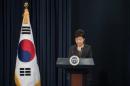 South Korean President Park Geun-Hye speaks during an address to the nation, at the presidential Blue House in Seoul