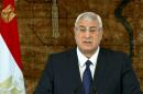 In this image made from video broadcast on Egyptian State Television, Egypt's interim President Adly Mansour speaks at the presidential palace in Cairo, Egypt, Sunday, Jan. 26, 2014. Egypt's interim president says he is amending the country's transitional plan to allow for presidential elections before parliamentary polls. According to Egypt's new constitution, the presidential vote is to be held before the second half of April, 2014. (AP Photo/Egyptian State Television)