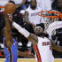 Miami Heat small forward LeBron James (6) shoots as Oklahoma City Thunder small forward Kevin Durant (35) defends during the first half at Game 3 of the NBA Finals basketball series, Sunday, June 17, 2012, in Miami. (AP Photo/Wilfredo Lee)