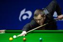 Mark Allen of Northern Ireland plays a ball during the final of the Snooker Shanghai Masters on September 14, 2014