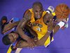 Los Angeles Lakers' Bryant tries to score on Oklahoma City Thunder's Durant during their NBA Western Conference playoff in Los Angeles