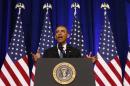 U.S. President Barack Obama speaks about the National Security Agency from the Justice Department in Washington