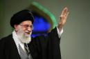 Supreme leader Ayatollah Ali Khamenei, shows him attending a meeting in Tehran on April 9, 2015