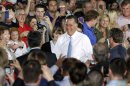 Republican presidential candidate Mitt Romney is welcomed by his supporters during a campaign stop at Southwest Office Systems in Fort Worth