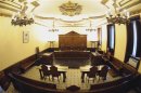 The wood-panelled courtroom, where on Saturday Pope Benedict's former butler will appear in front of judges, is seen in this picture released by Vatican