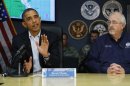 Obama urges Americans to take safety measures after a briefing about Hurricane Sandy at FEMA headquarters in Washington