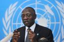 General Babacar Gaye, the United Nations secretary general's representative to Central African Republic, speaks on February 6, 2014 in Bangui