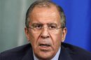 Russia's Foreign Minister Sergei Lavrov speaks during a news conference after a meeting with his Algerian counterpart Mourad Medelci in Moscow