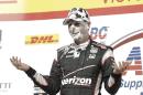 Will Power of Australia, driver of the #12 Verizon Team Penske Chevrolet, laughs with cream puff rubbed in his face while he celebrates his victory of the ABC Supply Wisconsin 250 at The Milwaukee Mile on August 17, 2014 in West Allis, Wisconsin