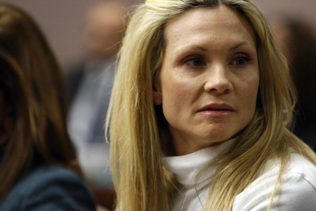 FILE - This Nov. 27, 2012 file photo shows former "Melrose Place" actress Amy Locane-Bovenizer in court as the jury in her trial returns a verdict in Somerville, N.J. Locane-Bovenizer, who was driving drunk when her SUV plowed into a car and killed a New Jersey woman, was sentenced Thursday, Feb. 14, 2013, to three years in prison. (AP Photo/The Star-Ledger, Robert Sciarrino, Pool)