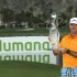 Brian Gay poses with the trophy after winning the Humana Challenge PGA golf tournament on the Palmer Private Course at PGA West, Sunday, Jan. 20, 2013, in La Quinta, Calif. (AP Photo/Ben Margot)