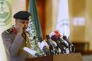 Saudi Arabia's Interior Ministry spokesman Mansour Turki listens to a question during a news conference in Riyadh