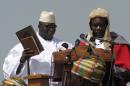 Gambian President Yayah Jammeh (L), pictured here on January 19, 2012, in Banjul, was elected for the first time in 1996 and has been re-elected three times since, most recently in 2011 with 72 percent of the vote