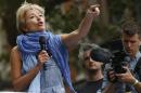 Actress Emma Thompson speaks during the "People's Climate March" demonstration in London