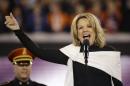Opera singer Renée Fleming sings the national anthem before the NFL Super Bowl XLVIII football game between the Seattle Seahawks and the Denver Broncos Sunday, Feb. 2, 2014, in East Rutherford, N.J. (AP Photo/Matt Slocum)