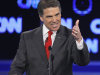 FILE - In this Oct. 18, 2011 file photo, Republican presidential candidate, Texas Gov. Rick Perry gestures during a Republican presidential debate in Las Vegas. Perry won't commit to upcoming GOP presidential debates after a couple of recent rocky performances pulled him down in national polls. Seeking to reintroduce himself to the nation on his own terms, he's returning to the play-it-safe strategy he successfully employed in running for governor of Texas. His decision could cause other Republicans to bow out of some of the dozen-plus forums and debates between now and the Iowa caucuses on Jan. 3. (AP Photo/Chris Carlson, File)