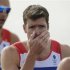 Britain's Greg Searle reacts after the men's eight repechage at Eton Dorney during the London 2012 Olympic Games
