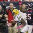 Green Bay Packers wide receiver James Jones pulls in a touchdown pass in front of Houston Texans cornerback Kareem Jackson during their NFL game in Houston