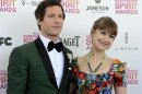 Host Andy Samberg and his girlfriend, musician Joanna Newsom, arrive at the 2013 Film Independent Spirit Awards in Santa Monica