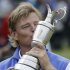 Ernie Els of South Africa kisses the Claret Jug trophy after winning the British Open Golf Championship at Royal Lytham & St Annes golf club, Lytham St Annes, England Sunday, July  22, 2012. (AP Photo/Chris Carlson)