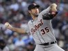 Detroit Tigers pitcher Justin Verlander throws to a Minnesota Twins batter during the first inning of  a baseball game Saturday, Sept. 29, 2012 in Minneapolis. (AP Photo/Jim Mone)