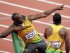 Jamaica's Usain Bolt celebrates with second-placed compatriot Yohan Blake after winning the men's 100m final during the London 2012 Olympic Games at the Olympic Stadium