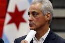 Chicago Mayor Rahm Emanuel listens to remarks from an attendee at a town hall meeting on the city budget in Chicago