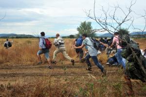 Migrants pass through the Macedonian border near to&nbsp;&hellip;