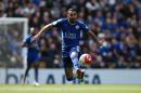 Leicester City's midfielder Riyad Mahrez controls the ball during the English Premier League football match between Leicester City and West Ham United in Leicester, England on April 17, 2016