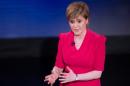 In this picture released by STV, leader of the Scottish National Party Nicola Sturgeon takes part in the "Scotland Debates" STV event in Edinburgh on April 7, 2015