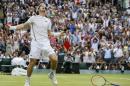 FILE - In this file photo dated Sunday, July 10, 2016, Andy Murray of Britain celebrates after beating Milos Raonic of Canada in the men's singles final at the Wimbledon Tennis Championships in London. Murray is to receive an OBE for services to tennis and charity, in the Queen's 2017 New Year honors. (AP Photo/Kirsty Wigglesworth, FILE)