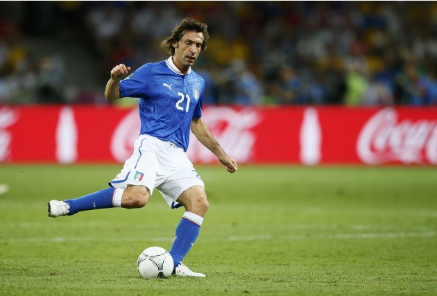 Italy's Pirlo controls the ball during their Euro 2012 final soccer match against Spain at the Olympic stadium in Kiev