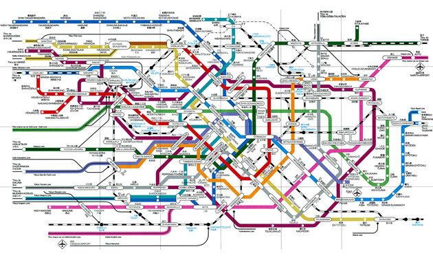 A map of the Tokyo subway