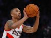 West All-Star Damian Lillard of the Portland Trailblazers takes part in the All-Star Skills competition during the NBA basketball All-Star weekend in Houston