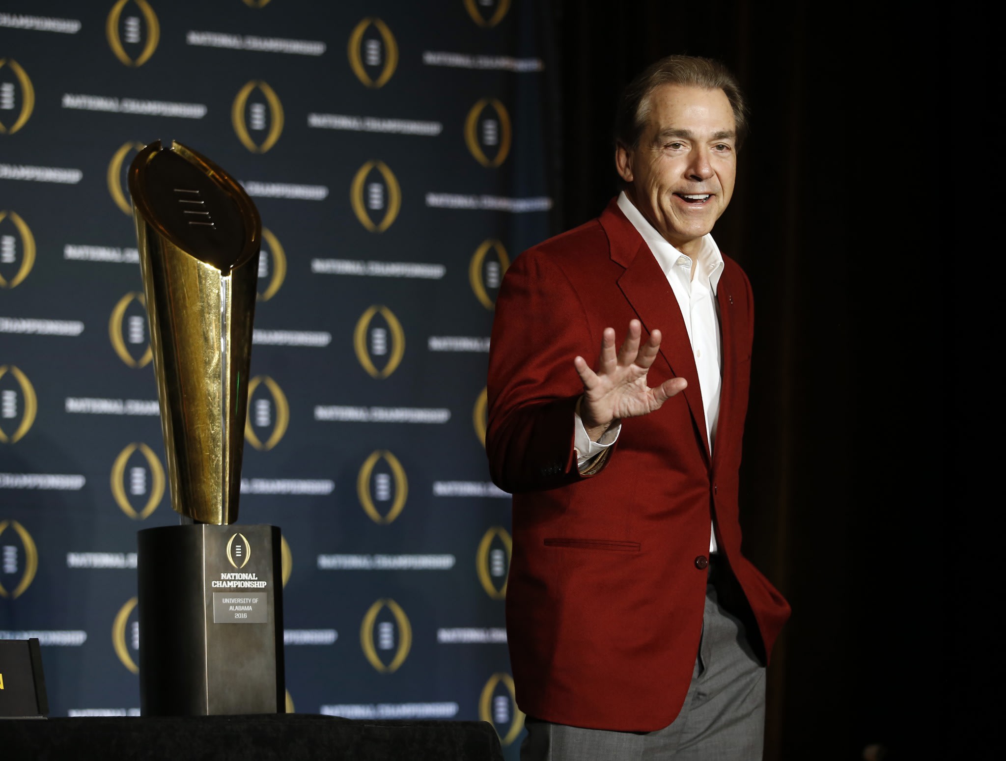 Nick Saban's Alabama squad was picked to repeat as SEC champions. (AP Photo/Morry Gash)