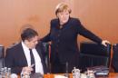 German Chancellor Angela Merkel arrives for the weekly cabinet meeting in Berlin