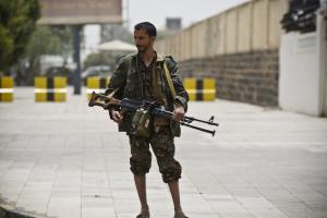 A Shiite rebel, known as Houthi, wearing an army uniform, &hellip;