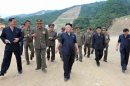 North Korea's leader Kim Jong-un visits the construction site of a ski resort being built on Masik Pass