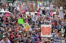 A large crowd gathers at the Capitol for the Women's March on Jackson, Miss., as people across the nation rally in support of women's rights Saturday, Jan. 21, 2017. (Elijah Baylis/The Clarion-Ledger, via AP)