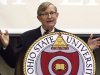 FILE - In this July 12, 2007, file photo, Gordon Gee speaks after being named Ohio State University's 14th president during a news conference in Columbus, Ohio. Gee is retiring as of July 1 following the revelation of recorded remarks in which he criticized Notre Dame, Roman Catholics and the Southeastern Conference, the university announced Tuesday, June 4, 2013. (AP Photo/Jay LaPrete, File)
