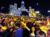 Supporters of Spain's national football team celebrate in central Madrid late on Sunday