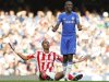 Chelsea's Ramires and Stoke City's Steven Nzonzi appeal to the referee during their English Premier league soccer match at Stamford Bridge in London