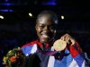 Nicola Adams of Great Britain celebrates her gold medal