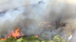 Raw Video: Fire burning in Santaluz area