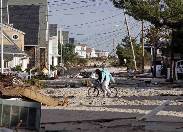 Residents survey the damage from Hurricane Sandy in Bay Head, New Jersey