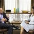 Handout photo of Lance Armstrong speaking with Oprah Winfrey in Austin